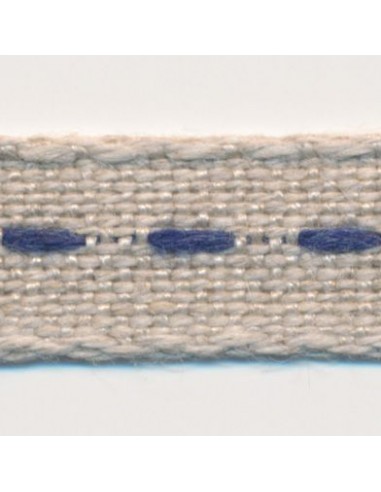 Single Stitched Linen Ribbon 4 Ecru & Indigo Comparez et commandez 