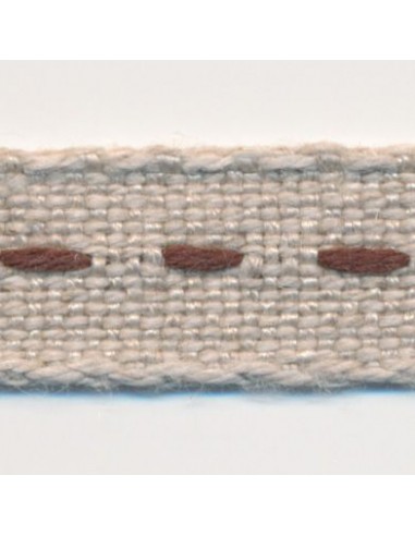 Single Stitched Linen Ribbon 5 Ecru & Dark Brown Véritable concentré