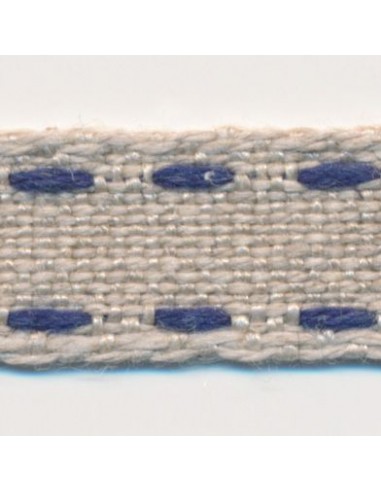 Double Stitched Linen Ribbon 4 Ecru & Indigo des créatures d'habitude