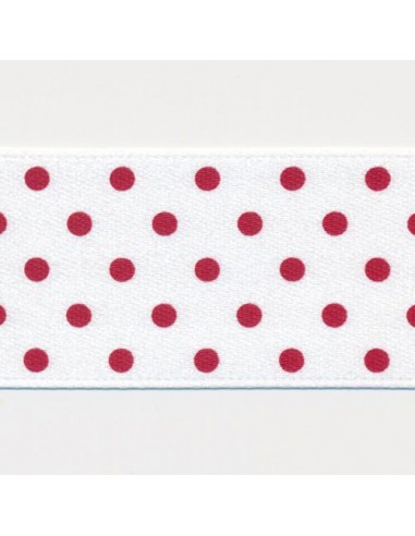 Dot Print Ribbon (Double-Face Satin) 2 White & Scarlet 2023