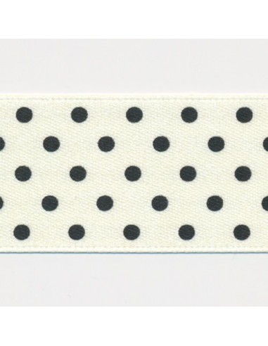 Dot Print Ribbon (Double-Face Satin) 3 Cream & Black de technologie