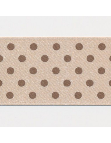 Dot Print Ribbon (Double-Face Satin) 4 Beige & Caramel les ctes