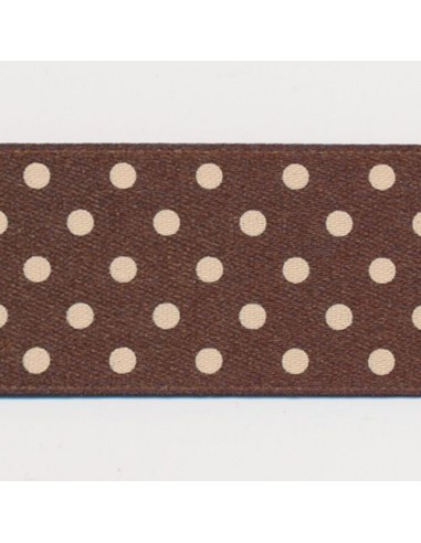 Dot Print Ribbon (Double-Face Satin) 5 Dark Brown & Beige en ligne des produits 