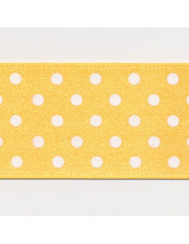 Dot Print Ribbon (Double-Face Satin) 8 Saffron & White Faites des économies