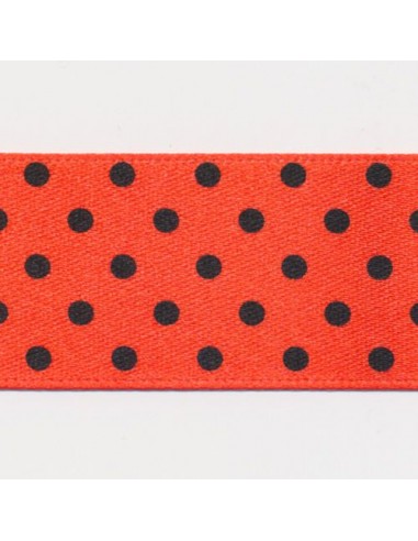 Dot Print Ribbon (Double-Face Satin) 9 Flamingo & Black de votre