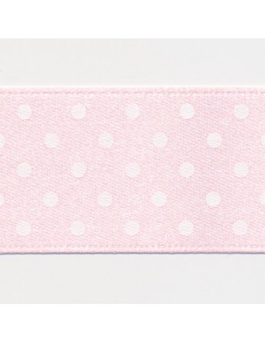 Dot Print Ribbon (Double-Face Satin) 10 Pale Pink & White à prix réduit toute l'année