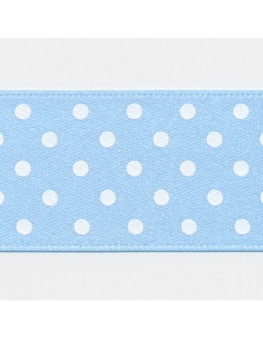 Dot Print Ribbon (Double-Face Satin) 15 Sherbet Blue & White Vous souhaitez 