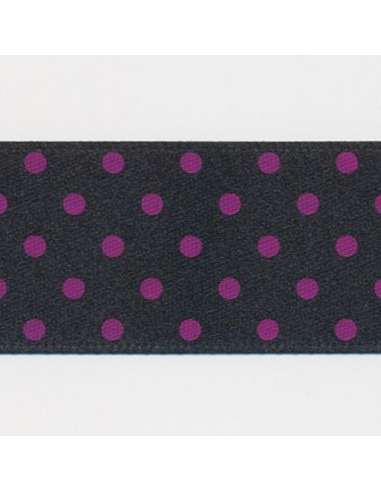 Dot Print Ribbon (Double-Face Satin) 21 Black & Pink en ligne des produits 