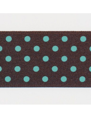 Dot Print Ribbon (Double-Face Satin) 22 Black & Mint meilleur choix