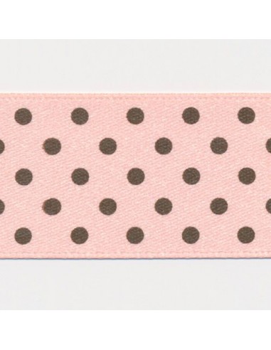 Dot Print Ribbon (Double-Face Satin) 24 Apricot & Brown 50% de réduction en Octobre 2024