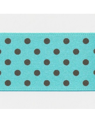 Dot Print Ribbon (Double-Face Satin) 25 Mint & Brown meilleur choix