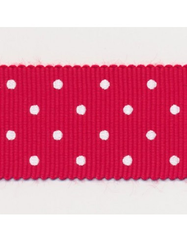 Dot Print Ribbon (Grosgrain) 10 Red & White En savoir plus