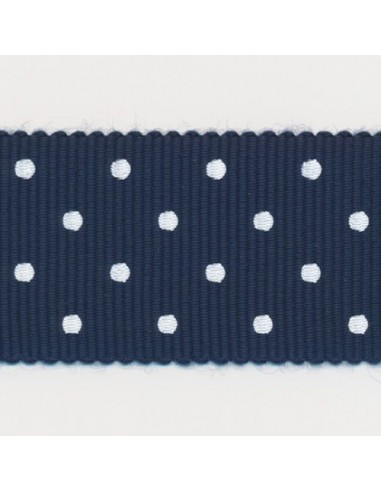 Dot Print Ribbon (Grosgrain) 16 Night Blue & White en ligne des produits 