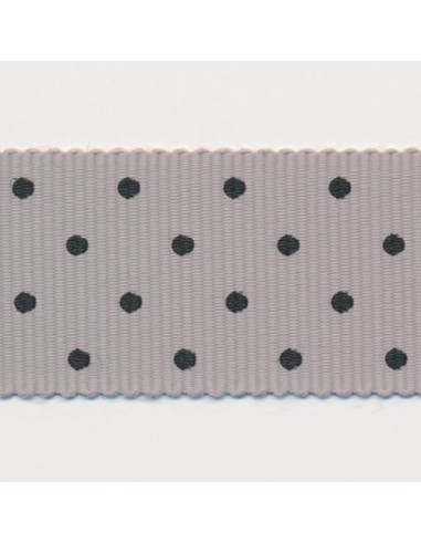 Dot Print Ribbon (Grosgrain) 18 Nickel & Black hantent personnes