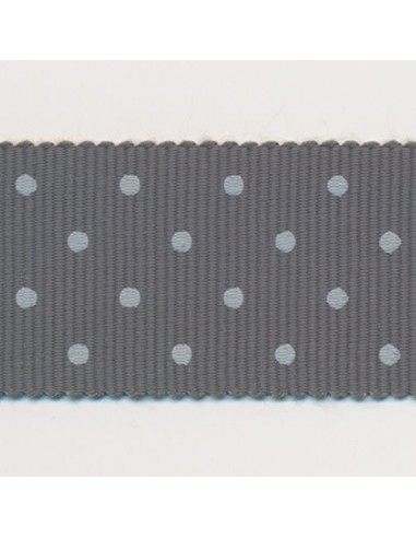 Dot Print Ribbon (Grosgrain) 19 Smoke Gray & Pale Gray pas chere