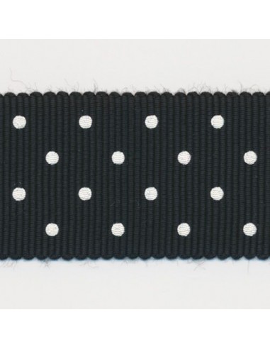 Dot Print Ribbon (Grosgrain) 20 Black & White france