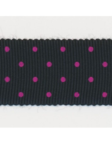 Dot Print Ribbon (Grosgrain) 21 Black & Shocking Pink outlet