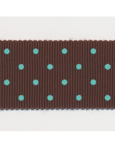 Dot Print Ribbon (Grosgrain) 22 Dark Brown & Mint offre 