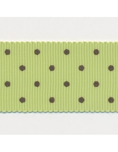 Dot Print Ribbon (Grosgrain) 25 Yellow Green & Coffee Brown acheter en ligne