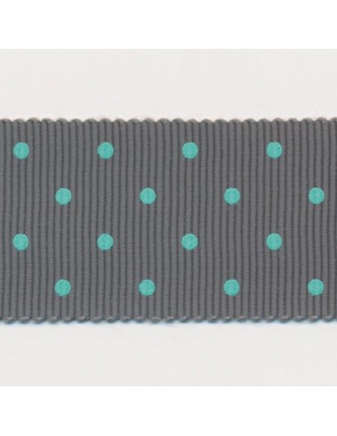 Dot Print Ribbon (Grosgrain) 27 Smoke Gray & Mint Les magasins à Paris et en Île-de-France