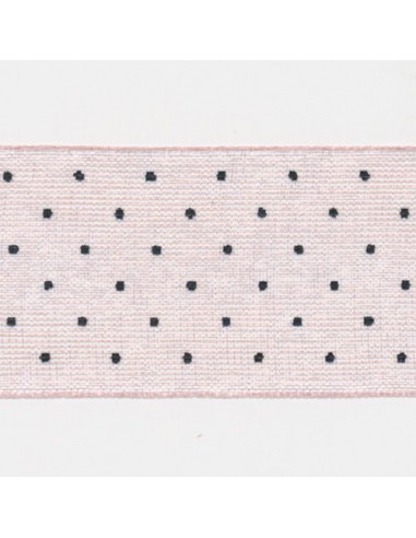 Dot Print Ribbon (Organdy) 8 Salmon & Black soldes