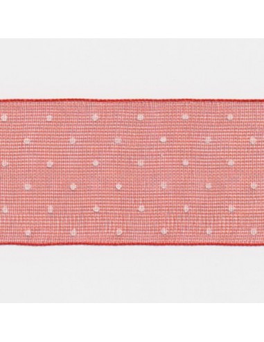 Dot Print Ribbon (Organdy) 14 Red & White les muscles