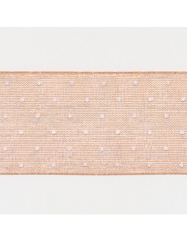 Dot Print Ribbon (Organdy) 16 Light Brown & White sélection de produits